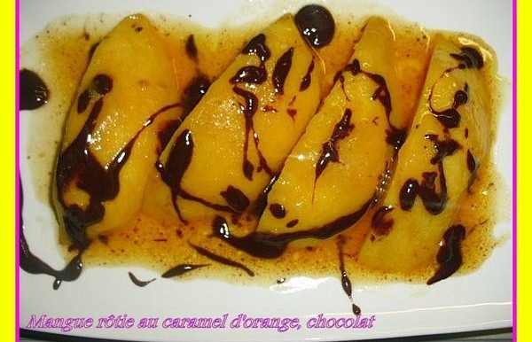 Mango mit Schokolade und Orange a la Plancha